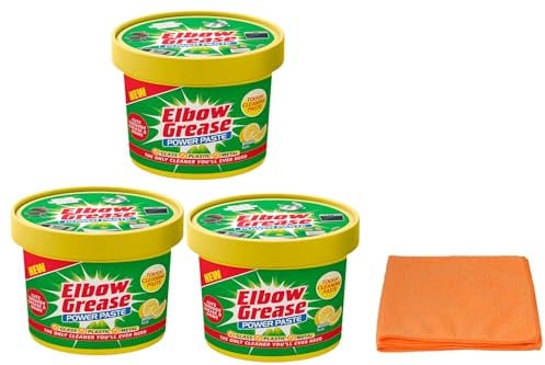 3X Elbow Grease All Purpose Power Paste, 3X 350 G – Powerful Cleaning Formula for Kitchen, Bathroom, Multi- Surfaces - with Ultra Absorbent Microfibre Cleaning Cloth
