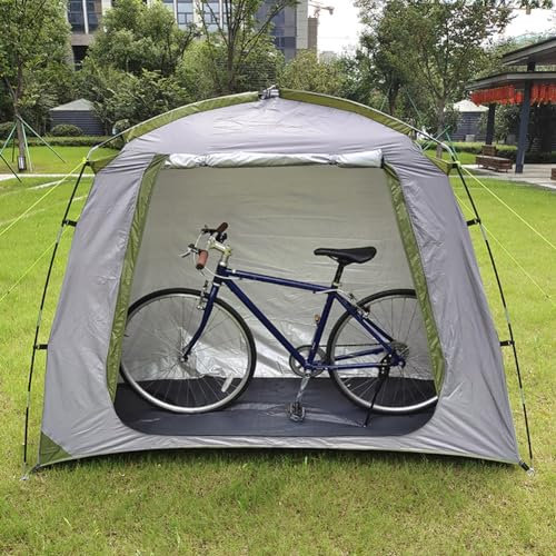 Abri de rangement extérieur imperméable, tente de vélo en polyester avec revêtement argenté, abri de vélo avec plancher accessoire extérieur, housse de rangement d'outils de jardin