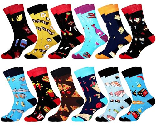Belloxis 12 Paare Bunte Socken Herren 43-46 Herrensocken 43-46 Baumwolle Motiv Socken Wadenstrümpfe Socks