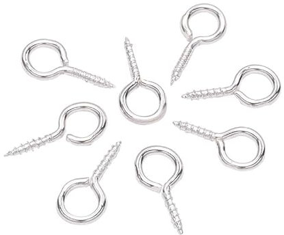 Aoktorkit 200Pcs Mini Eyelet Screws 6 x 13mm Small Screw Eye Pins Self Tapping Eye Screws for Jewellery Making DIY Craft Hanging Ornament, Silver