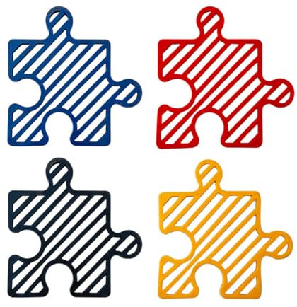 UEN 4 Pièces Dessous de Verre,sous Verre,Formes de Puzzle,sous Tasse,Peut être épissé Librement,Peut être Suspendu,Dessous de Verre Antidérapants pour Verre de Bière,Tasses à Café