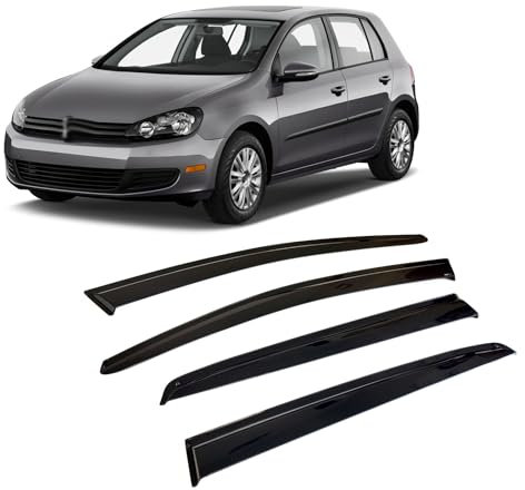 Rumplex Windabweiser Luftabweiser Regenabweiser Seitenfensterabweiser Kompatibel mit VW Golf 5 Golf 6 2003-2013 Autofenster Regenschutz Regenabweiser Anklebbare Deflektoren 4 Stück