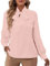 Rooscier Camicetta elegante da donna con fiocco e maniche lunghe, in chiffon, Rosa tinta unita, XS
