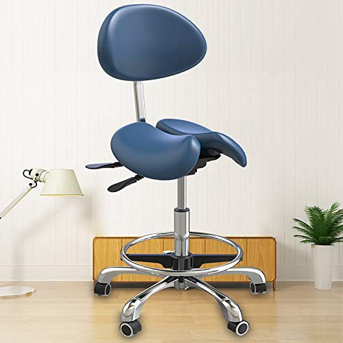 MYVVKIA Höhenverstellbarer Sattelsitzhocker im geteilten Stil mit Rückenlehne - Ergonomischer Gaming-Stuhl für das Home-Office, Computerstuhl, Barhocker
