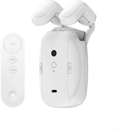 Elektrischer Vorhangöffner mit Fernbedienung, automatischer Öffner für Gardinenstange/TU-Schiene, automatischer Vorhangöffner und Schließer, für Heimbüro (1 x Römerstange)