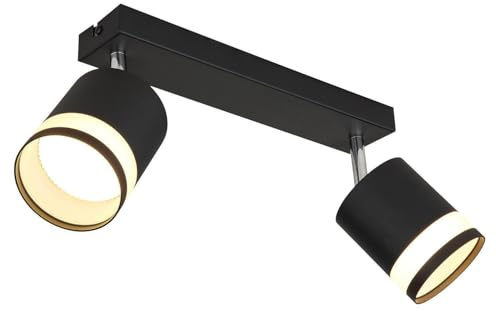 Globo LED spotlight, 2 pieces, 30 x 18.5 cm, 2 bulbs, black, white, plastic, metal