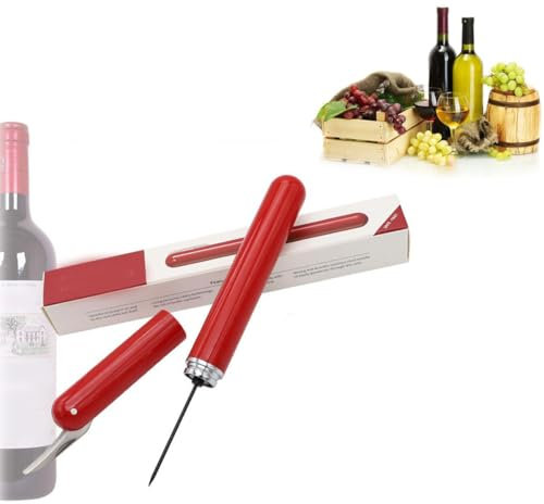 Wine Bottle Opener, Needle Type Wine Bottle Opener, Simple Wine Opener with Foil Cutter, Easy Cork Remover Corkscrew, Wine Pen Mini, Efficient Corkscrew Bottle Opener, Perfect Wine Gift (red)