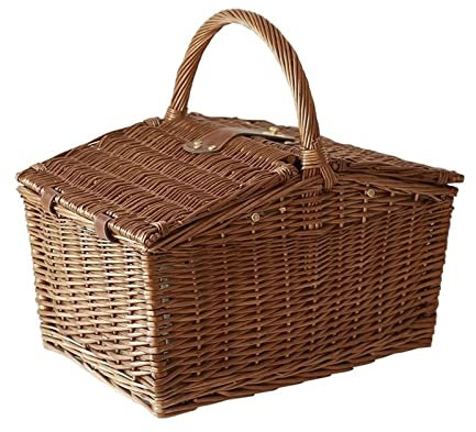 BGFYUSF Picknickkorb, Picknickkorb-Set aus Weide für 4 Personen, natürlicher handgewebter Weidenkorb mit Service, Picknickkorb für Familie, Party, Outdoor, Camping,