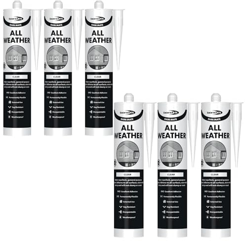 Bond It RAIN-MATE All Weather Sealant – 6x Clear, 285ml | Flexible – Waterproof & Weatherproof Roof Sealant | Excellent Adhesion on Damp Surfaces – UV-Resistant | Ideal for Roofing – Windows – Doors