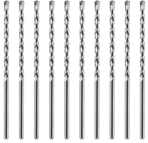 10 Pack Of 7mm x 200mm Long TCT Masonry Drill Bits – For Concrete, Brick, Stone, Porcelain Ceramic Tiles Plastic Wood – Masonry Drill Bits Set For Standard Rotary Drills & Hammer Drills (NOT SDS)