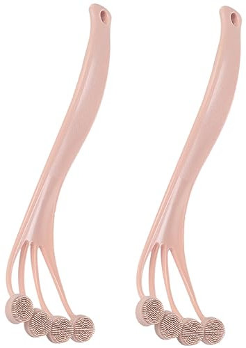 SKISUNO 2pcs Body Exfoliator Brush Long Handle Back Brush Silicone Back Scrubber for Bath