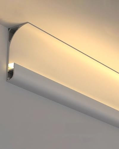 Veletta LED Soffitto Battiscopa con Canale in Alluminio Nero/Bianco, Modanatura per Soffitto con Illuminazione Indiretta a LED, Profilo per Battiscopa, Profilo per Binario con Striscia LED per Interni
