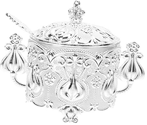 Alipis 1Satz Decorative Zinc Alloy Sugar Bowl With Lid European Creative Style Spice Jar For Kitchen Storage For Sugar Tea And Spices