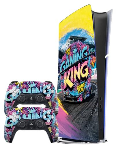 Skin en vinyle numérique PS5 (mince) pour console et manettes - Sans bulles, résistant aux rayures, application facile, retrait sans résidus - Skin de jeu personnalisé, fabriqué au Royaume-Uni (course