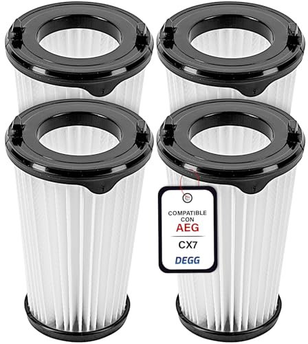DEGG Filtro HEPA - Compatible con aspiradoras AEG CX7, CX7-2 y QX8 - Filtro de repuesto AEF150 - Ajuste perfecto - Accesorios para aspiradora - 4 unidades