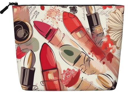 Dwvtfsm Kosmetiktasche für Lippenstift, Parfüm, Kunst, Make-up-Tasche für Damen, wasserdicht, Leinen, Reise-Kosmetik-Organizer, leichter Reißverschluss, Reise-Kulturbeutel, Organizer, Make-up-Pinsel