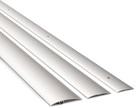 DQ-PP Aluminium Übergangsprofil – Silber – 40mm – 93cm – Gebohrt inkl. Schrauben – Türleiste – Für Bodenbelag, Laminat, Vinyl – Windschutz – 0,93m Übergangsleiste