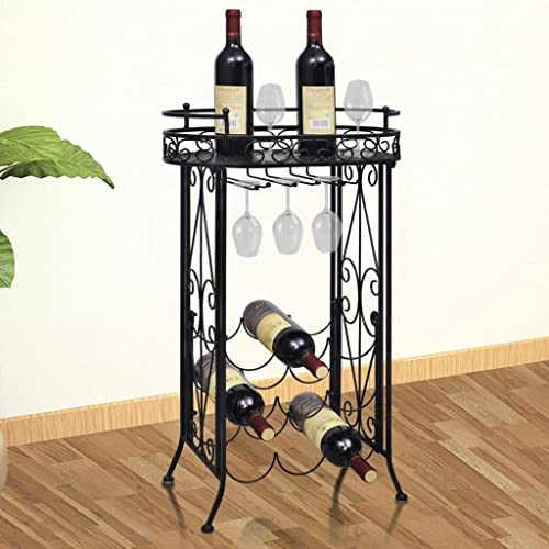EMYRLXQW Armoires et rangements - Casier à vin avec porte-verre pour 9 bouteilles - Armoires métalliques et rangement - Porte-bouteilles