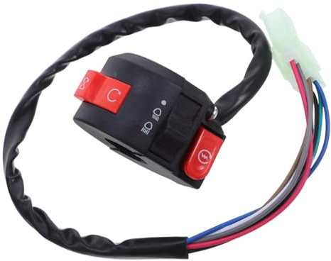BUGUUYO Interrupteur de Commande D'éclairage et Bouton de Démarrage pour Moto Tout Usage 50cc-125cc en Alliage et Plastique, Compatible Guidon 22mm, pour Sorties Nocturnes et Désert