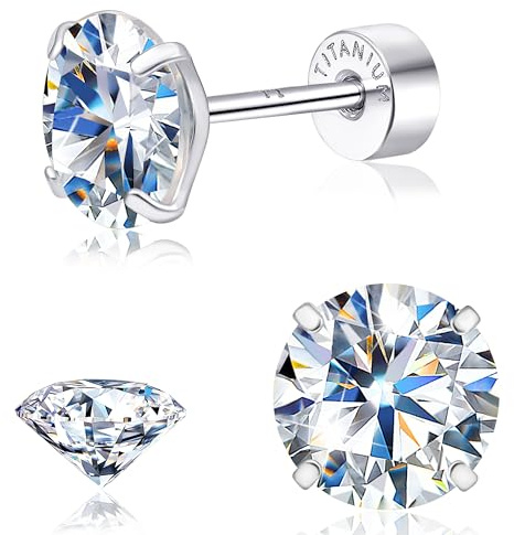 Limerencia Boucles d'oreilles à tige moissanite, plaqué or 14 carats, titane G23, boucles d'oreilles hypoallergéniques à dos plat, couleur D VVS1 pour homme et femme, bijou alternatif de diamant
