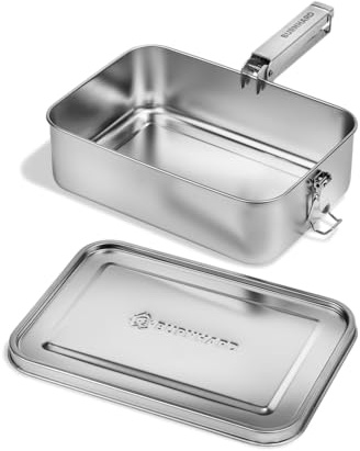 BURNHARD® Camping Kochgeschirr Edelstahl, 2,4 l, All-in-One Cooking | multifunktional, 7,7 x 24 x 17 cm, Universal & JONES-Serie