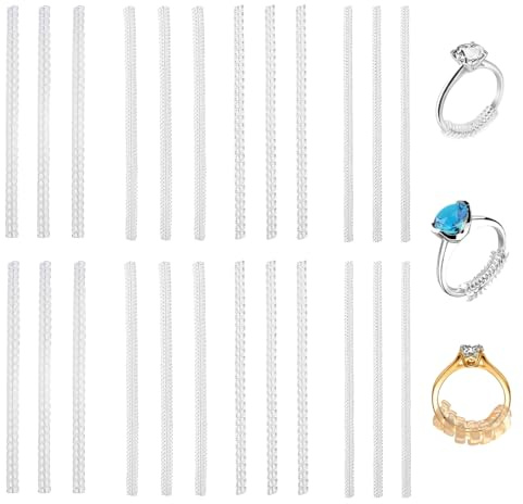Kzouenzu Ajustador De Tamaño De Anillo Set, 24 Pcs Ajustador De Anillos Invisible En Espiral, 4 Tamaños Reductor Anillo Transparente, Se Ajusta A Casi Cualquier Tamaño De (Transp)