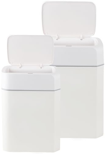 ideoon Premium Sensor Mülleimer Set, 12L & 16L, Automatischer Abfalleimer mit Bewegungssensor, Weiss - Berührungslos & Hygienisch - Für Zuhause, Küche & Büro