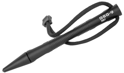 GSG-9 Taktischer Kubotan, EDC-Selbstverteidigungswerkzeug aus 6065 Aluminium mit Glasbrecher, Handschlaufe, Rutschfester Oberfläche, Schwarz