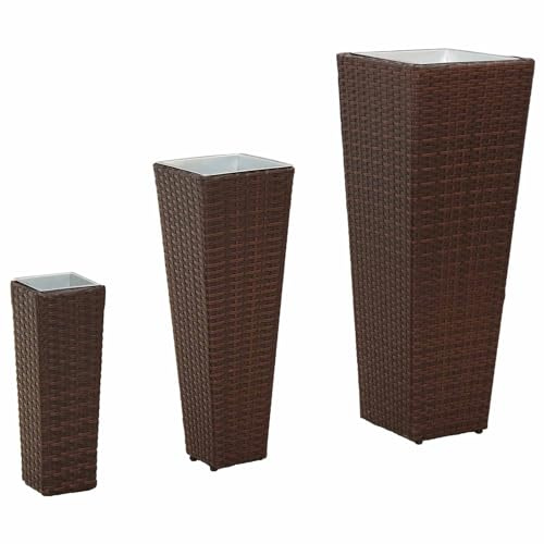 vidaXL 3er Set Modern Metall Pflanzgefäße für Garten und Terrasse | UV-Beständig | Deko-Korb für den Frühling