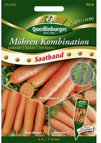 Saatband Möhren KombinationAmsterdam 2, Nantaise 2, Rote Riesen 2,1 Portion