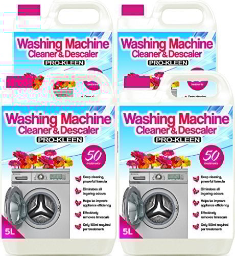 Pro-Kleen Washing Machine Cleaner and Descaler - 200 Treatments - Removes Smells Caused by Mould, Mildew and Damp 4 x 5 Litres