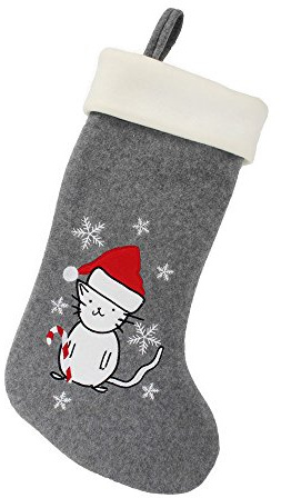BambooMN 1 Set 45,7 cm Klassische, handbestickte Pailletten-Weihnachtsstrümpfe, niedliches Tiermotiv, 13 Katzen