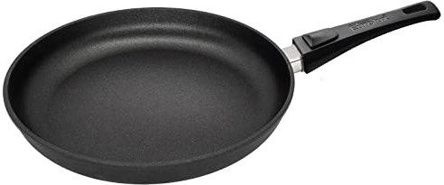 Eurolux XL Pfanne Induktion Ø 32 cm abnehmbarer Stiel - flacher 4.5 cm Rand - große leichte runde Alugusspfanne mit Antihaft-Beschichtung - Made in Germany