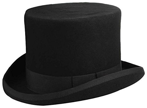 GEMVIE Herren-Hutmacher, 100 % Wolle, mit Satin-Futter, Schwarz, Schwarz, 57 EU