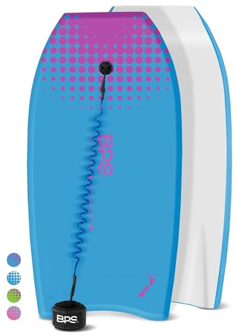 BPS 41 Inch Kids Adults Bodyboard with Bicep Leash (Blue / Purple)