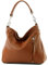 modamoda de T183 Damen Schultertasche Handtasche Tragetasche Echtleder Groß handmade in Italy, Farbe:Cognac