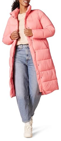 Amazon Essentials Damen Leichter, Langer Cocoon-Puffer-Wintermantel, Wasserabweisend, Durchgehender Reißverschluss, Rosa, M