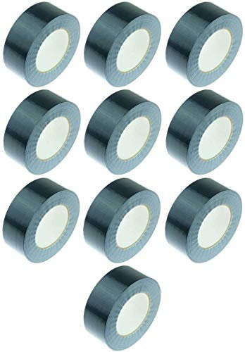 iapyx 10 Rollen Klebeband Gewebeband 50 m x 48 mm SCHWARZ - Panzerband Steinband Gaffa Tape Reparaturband (Schwarz, 10 Rollen)
