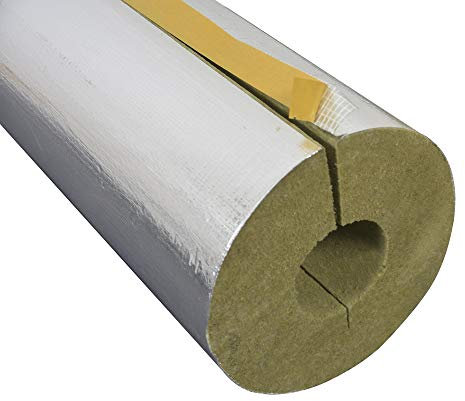Scorprotect® Rohrschale (Steinwolle, 64 x 60 mm x 1 Meter) Rohrisolierung Steinwolle Alukaschiert 0.040 W/MK