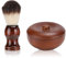 Agatige Blaireau de rasage et bol en bois, blaireau de rasage pour barbe Bol de rasage en bois avec couvercle Outil de rasage pour faire mousser le savon et la crème de rasage