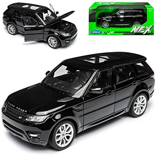Welly R*A*N*G*E R*O*V*E*R Sport 2. Generation Schwarz Ab 2013 1/24 Modell Auto mit individiuellem Wunschkennzeichen