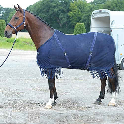 Busse Transport-Fliegendecke mit Fransen Navy 125cm
