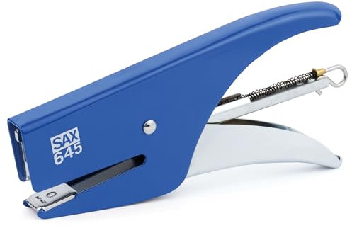 SAX Hefter für 20 Blatt, Kompatibel mit No. 6/4 Heftklammern, Geschlossene Heftung, 45mm Tiefe, Robust & Stilvoll, Blau