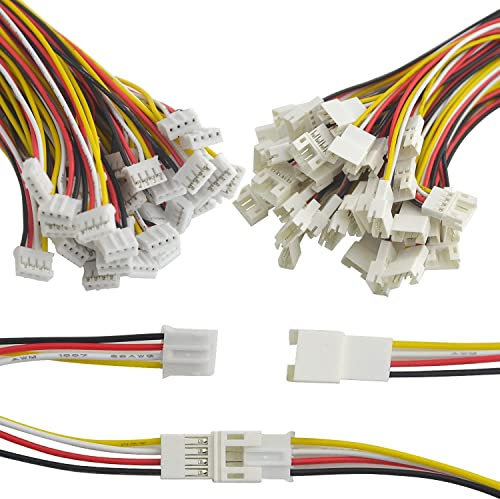 RUNCCI-YUN 50pcs (25 Paare)2.0mm JST PH Anschluss,JST PH 4 Pin Männlich und Weiblich steckverbinder mit 150mm Kabel,für LED-Lampenleiste RC-Spielzeugbatterie Kompatibel mit JST PH