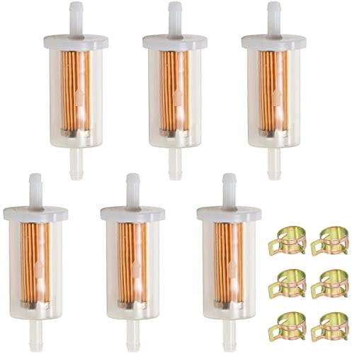 ZAMDOE 6 Pack Fuel Filter Universal High Flow Fuel Filters 1/4 Inline Fuel Filter for Lawn Mower Tractor Motorcycle,for Briggs & Stratton 695666 845125 5065 5065D 5065K 691035 493629