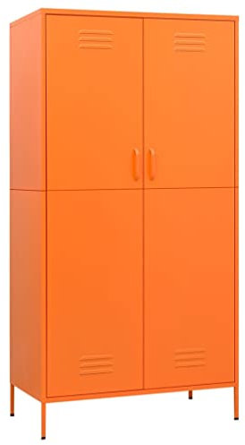 vidaXL Kleiderschrank Garderobenschrank Dielenschrank Schlafzimmerschrank Stahlschrank Lagerschrank Mehrzweckschrank Schrank Orange 90x50x180cm Stahl