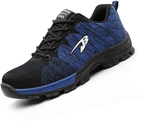 frysen Scarpe Antinfortunistiche Uomo Donna Scarpe da Lavoro con Punta in Acciaio Scarpe da Cantiere Leggere Traspiranti Sneaker Sportive di Sicurezza Blu Scuro 35 EU