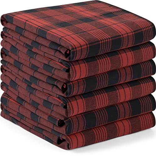 Utopia Lot de 6 torchons de Cuisine 100% Coton filé à l'anneau Super absorbants, Rouge et Noir, 38,1 x 63,5 cm