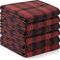 Utopia Lot de 6 torchons de Cuisine 100% Coton filé à l'anneau Super absorbants, Rouge et Noir, 38,1 x 63,5 cm