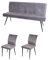 Esszimmer-Set HWC-K16, 2er-Set Stuhl+Sitzbank Esszimmergruppe Sitzgruppe Esszimmergarnitur, Samt Metall - dunkelgrau